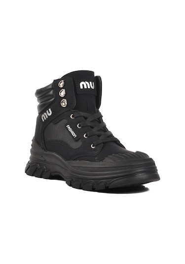 Siyah Fermuarlı Kadın Bot Puppis Z Siyah