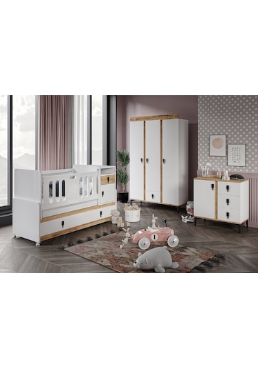 Rose Büyüyen Bebek Odası Takımı Safir Meşe Beyaz