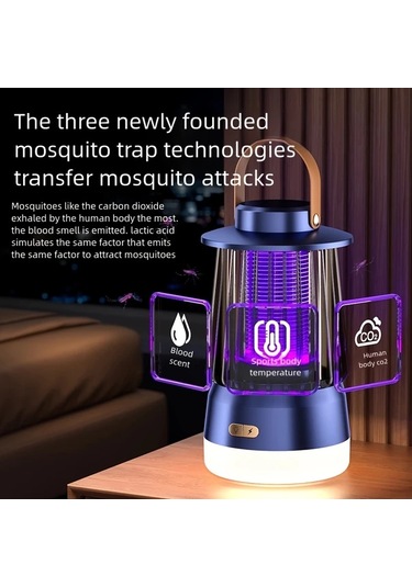 Xuweiwei Siyah Yüksek Verimli Sessiz Usb Şarjlı 1200mah Pil Böcek Haşere Kontrolü İç Dış Mekan Kullanım