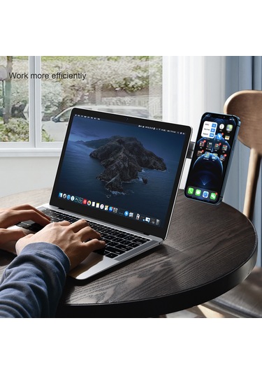 Symbee Gri Aluminyum Manyetik Masaüstü Telefon Tutucu - Bilgisayar Ekran Yanı Monte - Boyun Ağrısı Azaltıcı - Ergonomik Tasarım