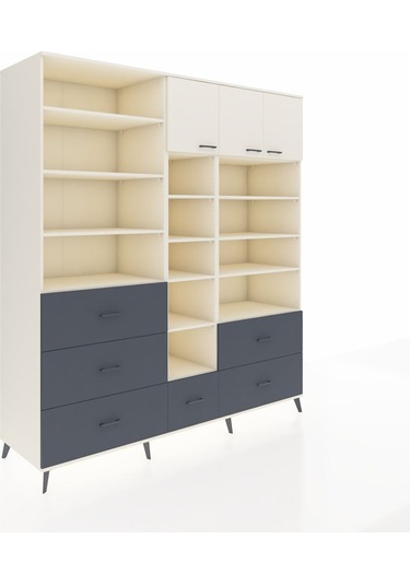 Kronos Dolap 17 Raflı 6 Çekmeceli 3 Kapaklı 220x59x243 Aytaşı-aytaşı/antrasit Aytası/antrasıt