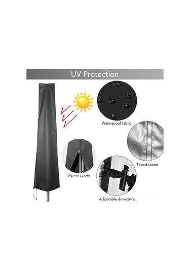 Geeroyoo 210d Oxford Kumaş Bahçe Şemsiyesi Koruma Kılıfı, Su Geçirmez Ve Toza Karşı Dayanıklı, Siyah, 190x50x30 Cm