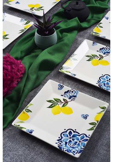 Piatti Naturali 6'lı Limon Pasta Tabak Seti Tatlı Sunum Seti Servis 20cm