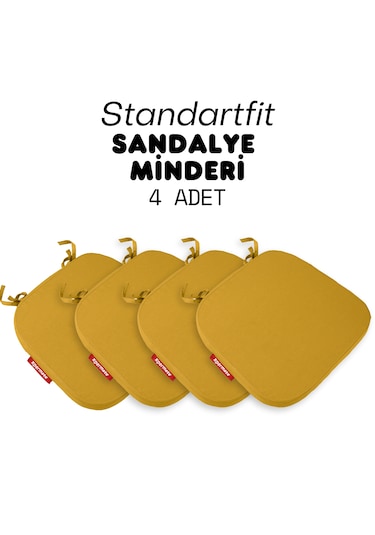 Xpermate 4'lü Standartfit Oval Sandalye Minderi 42x42x5 Hardal