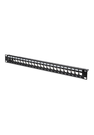 Digitus 24 Port Boş Patch Panel, Zırhlı, 1u Yüksekliğinde, Siyah Renk&lt Br&gt Digitus Modular Patch Panel, Shielded, 24-port, Blank, 1u, Rack Mount,