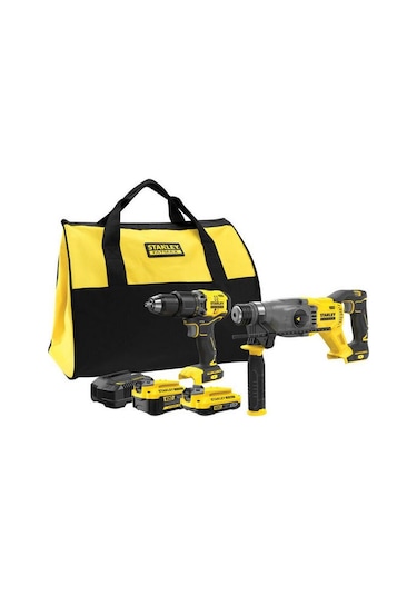 Stanley SFMCK216MDS 18 V Fatmax V20 Kömürsüz Darbeli Matkap + Sds-plus Kırıcı 1 x 4.0 AH , 1 x 2.0 AH