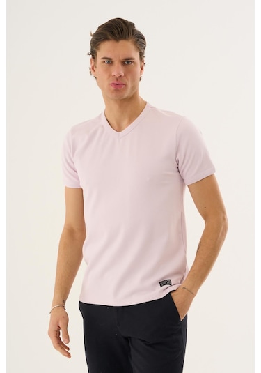 Alexander Gardi V Yaka Kısa Kollu Erkek T-shirt Lila