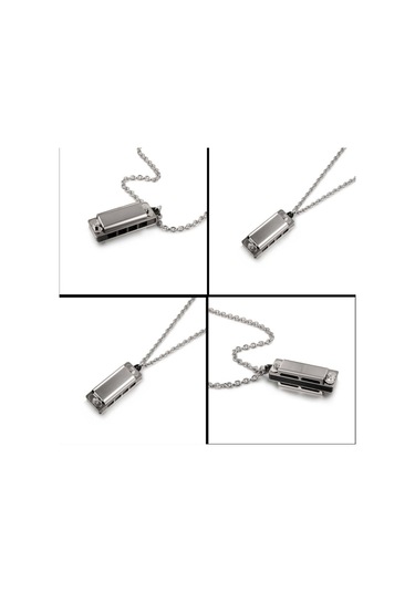 Gerçek Kullanılabilir Mızıka Kolye Gümüş Renk