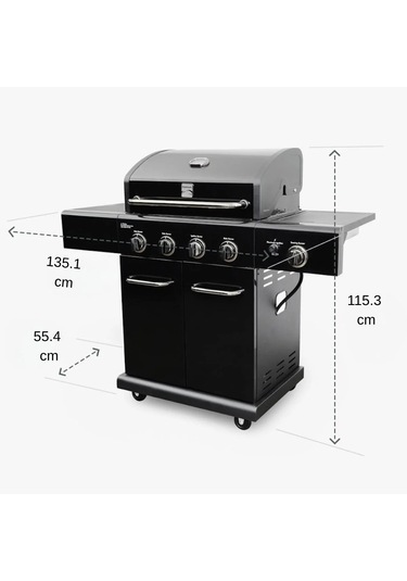 Kenmore Gazlı Barbekü 4 Ocaklı Siyah - Metal Siyah Çelik