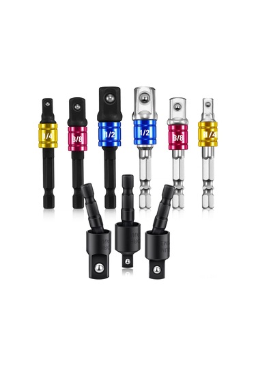 Ximistore9 9 Parça Çok Amaçlı Matkap Ucu Adaptör Seti - 360 Derece Dönebilir, Krom Vanadyum Çelik