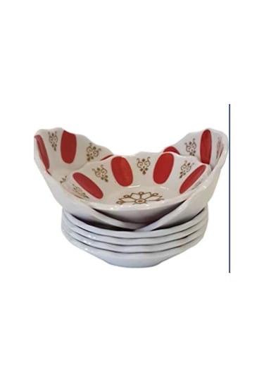 Kahveci Tip Çay Tabağı Bardak Altlığı Kırmızı Beyaz Kalın Melamin 6 Adet Kırmızı