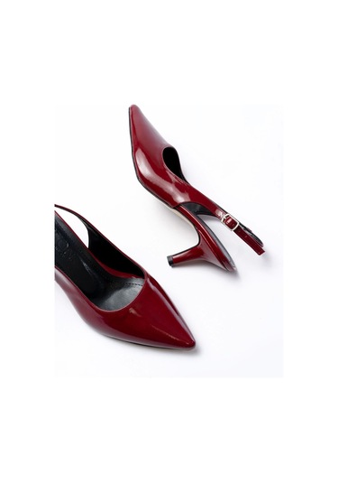 St-1152 Bordo Rugan Günlük 7 Cm Topuklu Kadın Ayakkabı Bordo