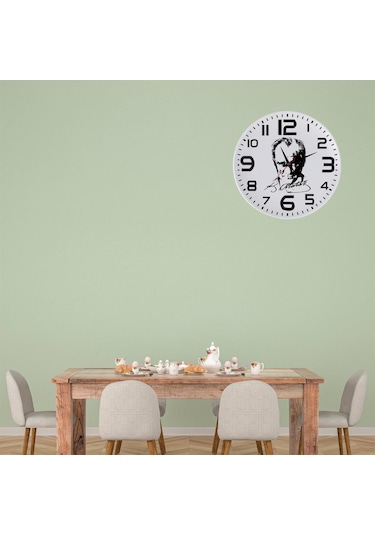 Mustafa Kemal Atatürk İmzalı Ve Fotoğraflı Cam Duvar Saati Cam