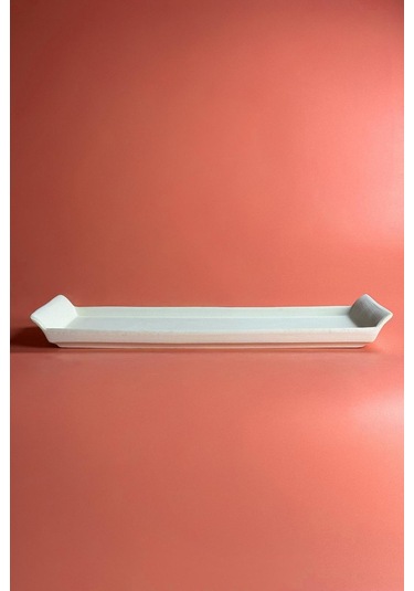 Kıvrık Tepsi Seramik Bisküvi 36x16 Cm