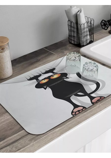Joyarty Dikdörtgen Bulaşık Kurutma Pedi "kedi Yavrusu" 241485882 Siyah