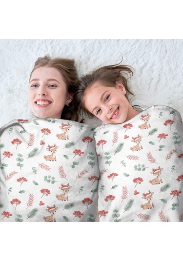 Noel Desenli 47 İnç Yuvarlak Flanel Battaniye, Yetişkin Ve Çocuk İçin, Yumuşak, Rahat Ve Hafif Noel Sevimli Geyik