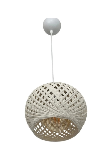 Sarkıt İp Top Avize 20cm Başlık Ampul Dahil Değildir 70cm Kablo Ahşap