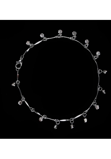 Homyl 25.5 Cm Kadın Gümüş Zanaat Kristal Halhal Büyüleyici Gümüş