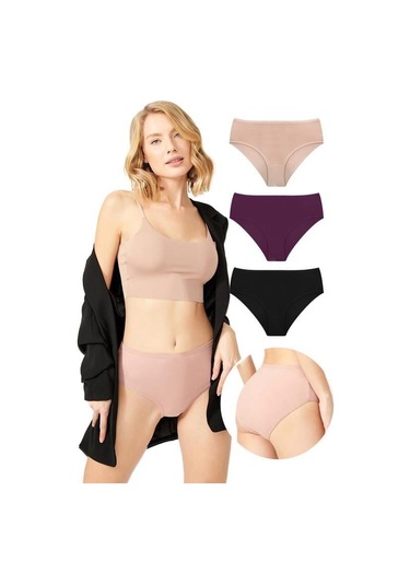 Basic Klasik Pamuklu Geniş Kenarlı Bato Külot 3'lü Paket Çok Renkli 4 Çok Renkli