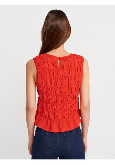 Dilvin 50845 Kolsuz Crop Bluz-kırmızı Kırmızı