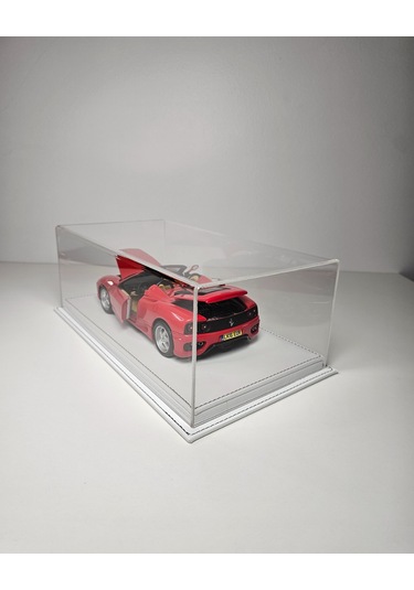 1:18 Model Araçlar İçin Beyaz Deri Tabanlı Pleksi Case