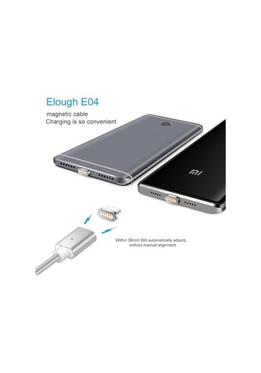 Prestigegoods Elough E04 Manyetik Kablo İphone 8 Uyumlu Poco X3 Xiaomi Usb C Hızlı Şarj Mıknatıslı Kablosu