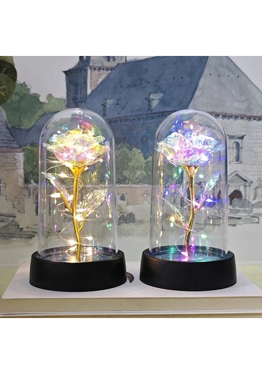 Led Işık Folyo Çiçek Yapay Gül Çiçekler Gece Lambası Sevgililer Günü Hediyesi A1 Italya A Çok Renkli