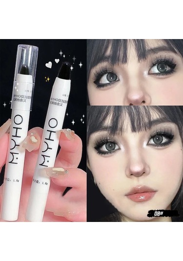 Dumanlı Mat Siyah Göz Farı Yalan İpekböceği Fosforlu Kalem Kore Gözler Makyaj 08 Smoky Black 01