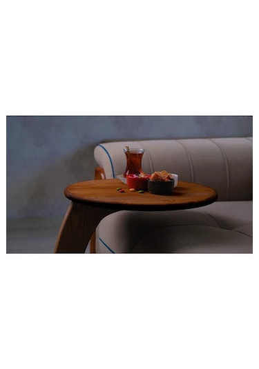 Doğal Ahşap C Sehpa Koltuk Sehpası Yan Sehpa Zigon Sehpa Servis S