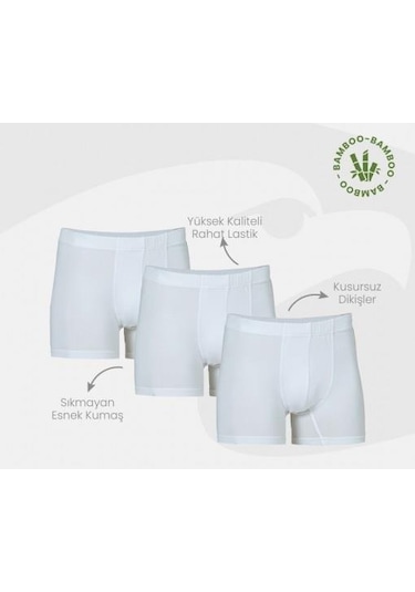 6 Adet Şahin Erkek Bambu Boxer 70059 Beyaz