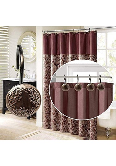 12 Adet Antik Duş Perdesi Kancası Banyo Duş Çubukları İçin Perde Halkaları Kancaları Fotoğraf Rengi Diğer