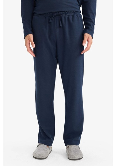 Defacto Pijama Takımı Regular Fit Uzun Kollu Waffle Üst Uzun Alt G2650ax25wnnv135 Lacivert-nv135