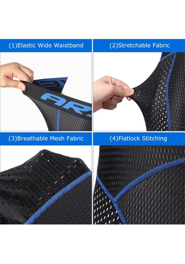 Arsuxeo Erkekler Bisiklet İç Giyim Şort 5d Jel Yastıklı Xl Gri