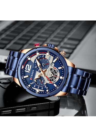 Curren 8395 Çelik Kayışlı Quartz Kol Saati Mavi