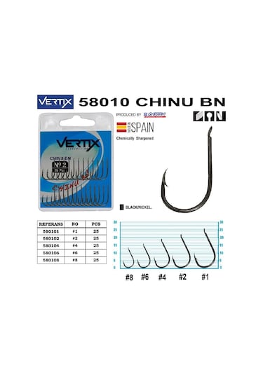Vertix 58010 Chinu Bn Siyah Olta İğnesi 25 Li Paket No:1