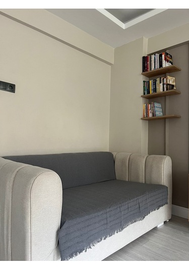 Koltuk Örtüsü Pamuk Balıksırtı Gri Koyu