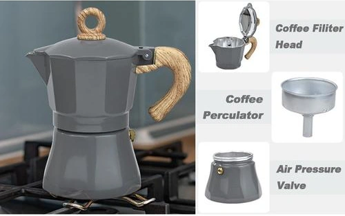 300 Ml Taşınabilir Espresso Cezve Su Isıtıcısı Ev Mutfak Alüminyum Pot Filtre Pot Moka Pot Set Kahve Gereçleri Kahve Kapları