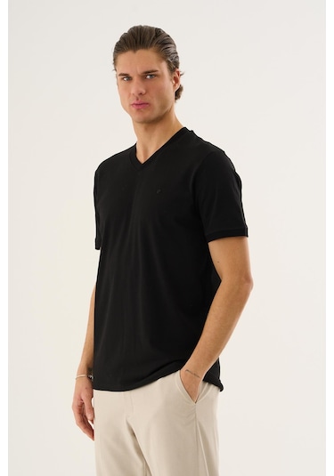 Alexander Gardi V Yaka Basic T-shirt Siyah