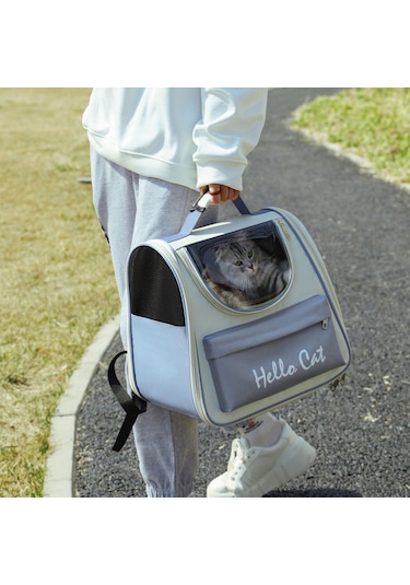 Samdoo 7.5kg'a Kadar Kedi Taşıma Çantası, 40l Hacimli Soluklu Pvc+oxford, Omuz Ağrısı Azaltıcı Ayarlanabilir Askılı, Gri Tüy Alma Tırmığıyla Pembe Set