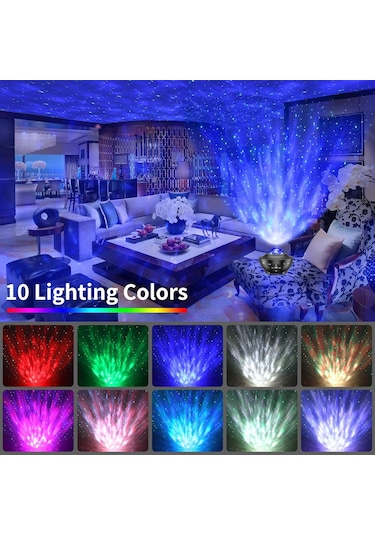 Bukrem Store Galaxy Uyumlu Star Projektör Hoparlör Rgb Lazer & Nebula Işık + Bluetooth 5.0 + Usb / Timer / Uzaktan Kumanda