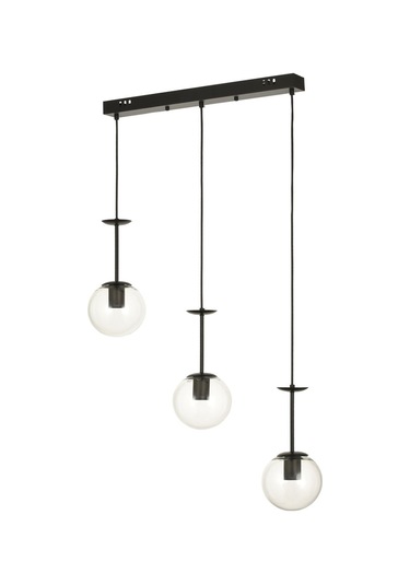 Pinza 3 Lü Yemek Masası Üstü Şeffaf Camlı Modern Sarkıt Avize - Siyah Siyah