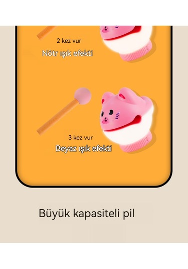 Sarıyaratıcıkedi Görseli Başı Gece Lambası T001 Sarı