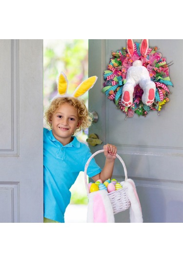 Geeroyoo Paskalya Tavşanlı Renkli Çelenk, Ev Ve Parti Dekorasyonu İçin İdeal Bahar Süsü