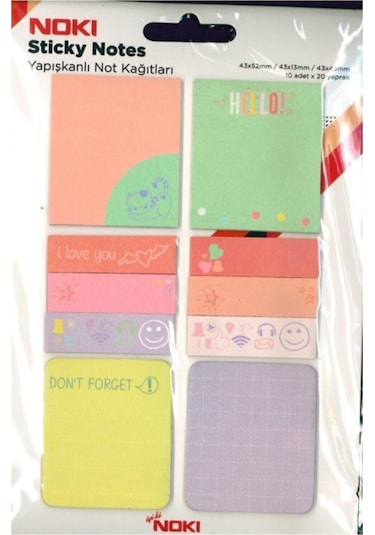 Memo Baskılı Yapışkanlı Notlar Karışık Ölçü 20 Yaprak Postit Çok Renkli