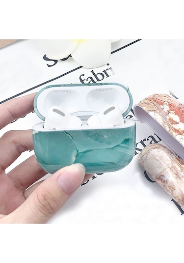 Airpods Uyumlu Pro 3 Mermer Su Sticker Kablosuz Kulaklık Koruyucu Kılıf Beyaz Kırmızı