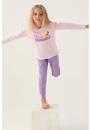 Roly Poly 3401 Garson Endless Kız Çocuk Pijama Takımı Pembe