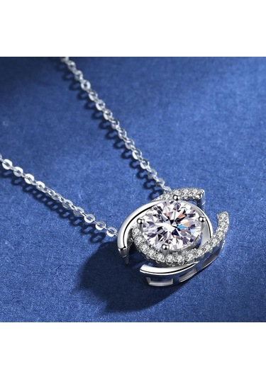 Tancise S925 Ayar Gümüş Mozanit Lüks Kişilik Kolye Kolye Kadın Klasik Gelgit Kolye Kolye Parti Hediye