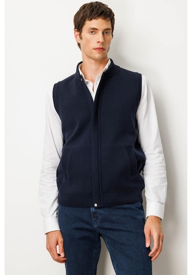 Erkek Hakim Yaka Çelik Örgü Yün Yelek K.lacivert K.lacivert
