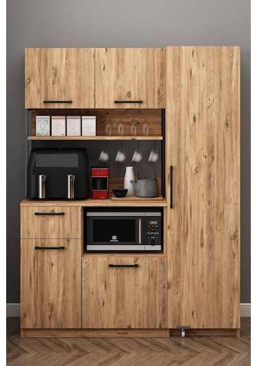 Ervin Kahve Köşesi Tek Kapaklı Airfry Kiler Dolabı Çok Amaçlı Erzak Dolabı Atlantik Çam Atlantik Çam