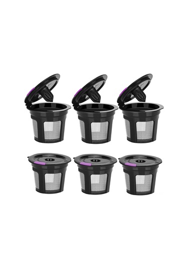 Moveevo Sürdürülebilir Pp Plastik K Filtreli Bardak Seti - 6 Parça, 51x46mm, Siyah Siyah